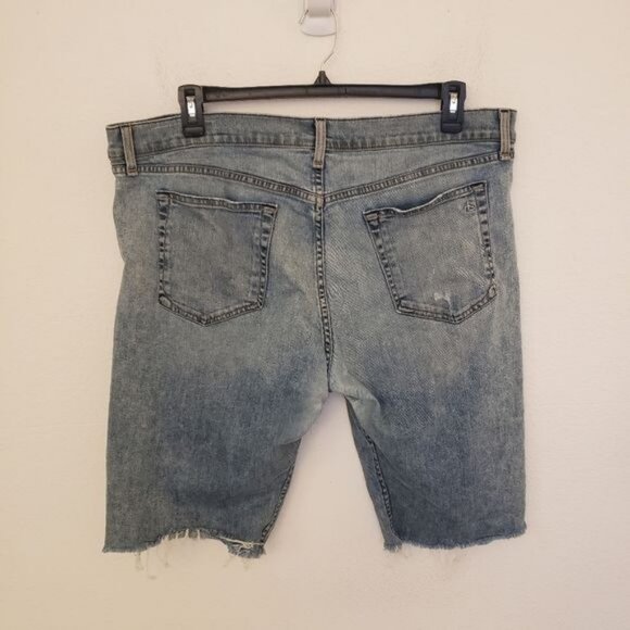 Rag & Bone Distressed Bermuda Denim Shorts Med Wash Standard Issue Size 38 EUC - Picture 4 of 9
